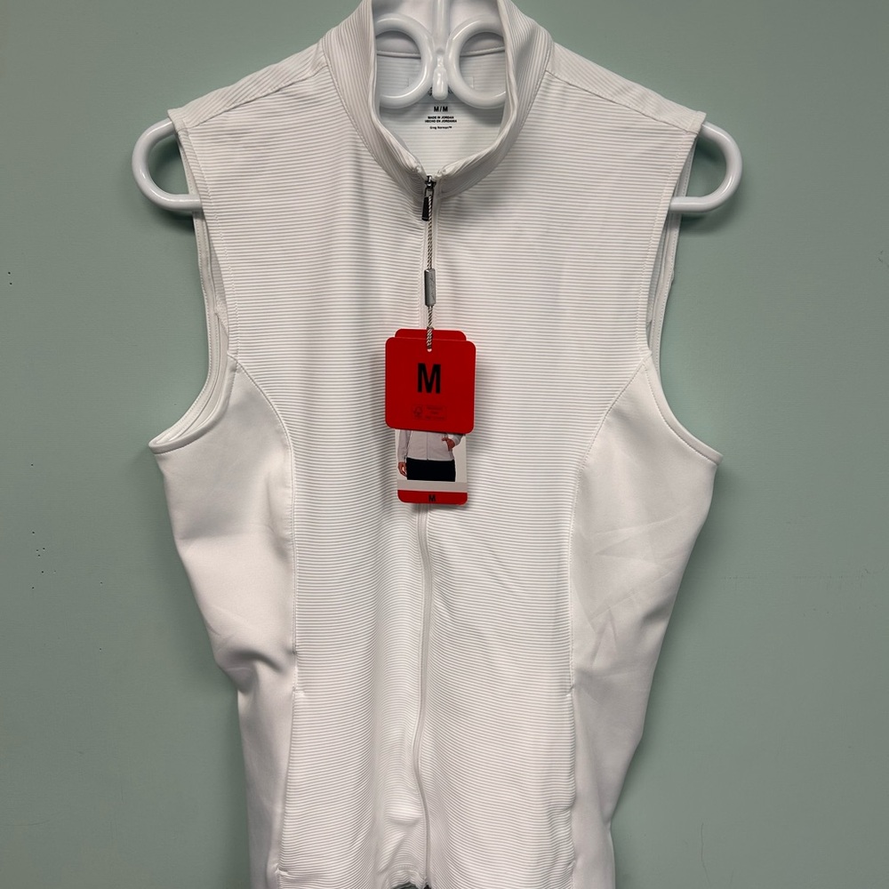 Greg Norman White Sleeveless Zip-Up Vest